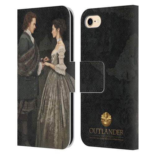 Outlander Portraits Claire & Jamie Painting Leather Book Wallet Case Cover For Apple iPhone 7 / 8 / SE 2020 & 2022