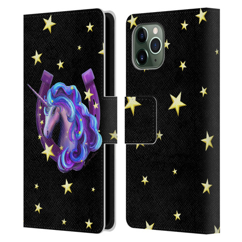 Rose Khan Unicorn Horseshoe Stars Leather Book Wallet Case Cover For Apple iPhone 11 Pro
