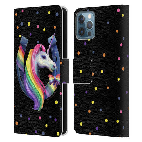 Rose Khan Unicorn Horseshoe Rainbow Leather Book Wallet Case Cover For Apple iPhone 12 / iPhone 12 Pro