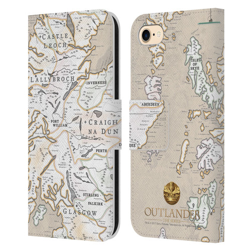 Outlander Seals And Icons Map Leather Book Wallet Case Cover For Apple iPhone 7 / 8 / SE 2020 & 2022