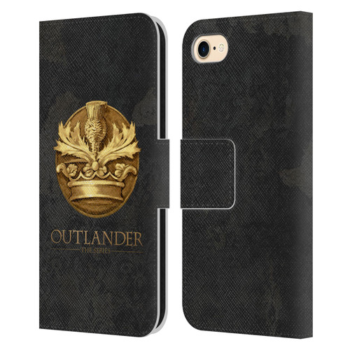 Outlander Seals And Icons Scotland Thistle Leather Book Wallet Case Cover For Apple iPhone 7 / 8 / SE 2020 & 2022