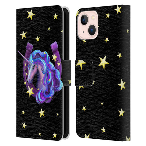 Rose Khan Unicorn Horseshoe Stars Leather Book Wallet Case Cover For Apple iPhone 13