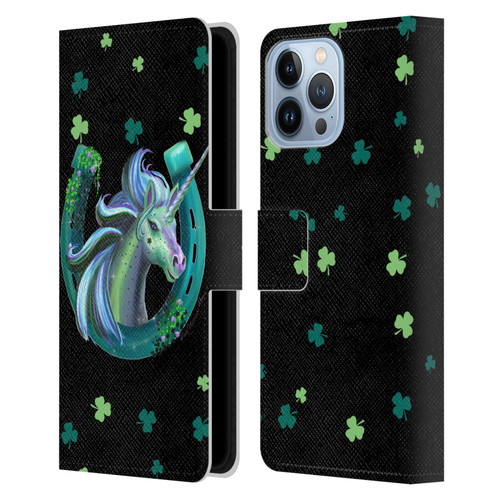 Rose Khan Unicorn Horseshoe Green Shamrock Leather Book Wallet Case Cover For Apple iPhone 13 Pro Max