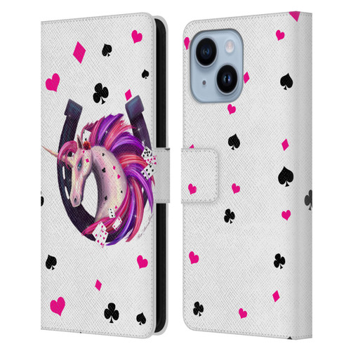Rose Khan Unicorn Horseshoe Pink And Purple Leather Book Wallet Case Cover For Apple iPhone 14 Plus
