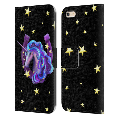 Rose Khan Unicorn Horseshoe Stars Leather Book Wallet Case Cover For Apple iPhone 6 Plus / iPhone 6s Plus