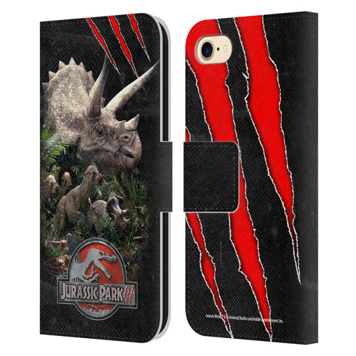 Jurassic Park III Key Art Dinosaurs 2 Leather Book Wallet Case Cover For Apple iPhone 7 / 8 / SE 2020 & 2022