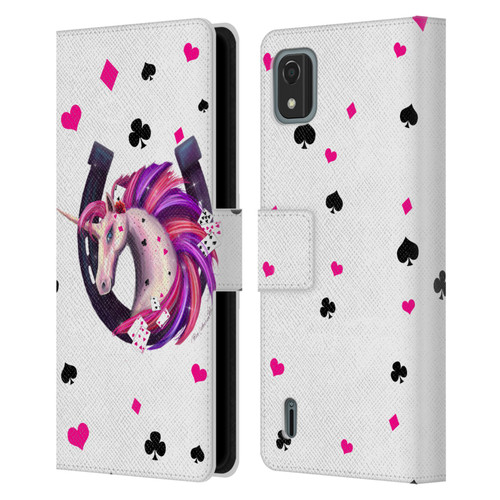 Rose Khan Unicorn Horseshoe Pink And Purple Leather Book Wallet Case Cover For Nokia C2 2nd Edition