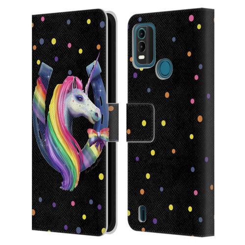 Rose Khan Unicorn Horseshoe Rainbow Leather Book Wallet Case Cover For Nokia G11 Plus