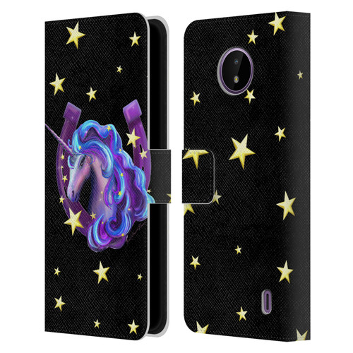 Rose Khan Unicorn Horseshoe Stars Leather Book Wallet Case Cover For Nokia C10 / C20