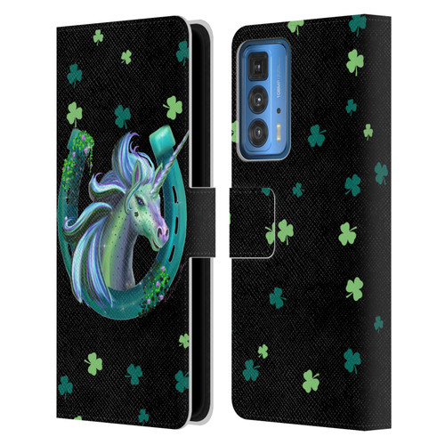Rose Khan Unicorn Horseshoe Green Shamrock Leather Book Wallet Case Cover For Motorola Edge 20 Pro