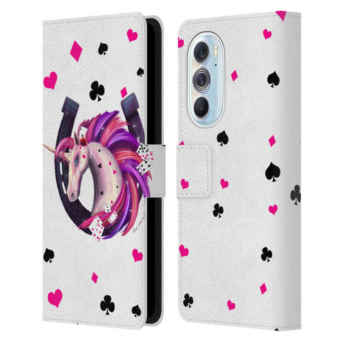 Rose Khan Unicorn Horseshoe Pink And Purple Leather Book Wallet Case Cover For Motorola Edge X30
