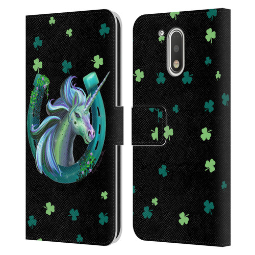 Rose Khan Unicorn Horseshoe Green Shamrock Leather Book Wallet Case Cover For Motorola Moto G41