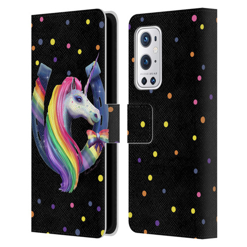 Rose Khan Unicorn Horseshoe Rainbow Leather Book Wallet Case Cover For OnePlus 9 Pro