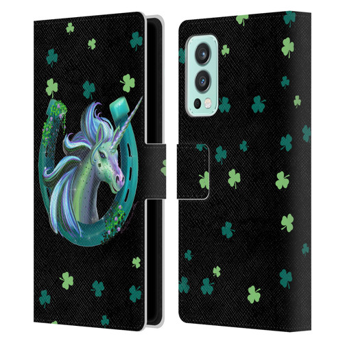 Rose Khan Unicorn Horseshoe Green Shamrock Leather Book Wallet Case Cover For OnePlus Nord 2 5G