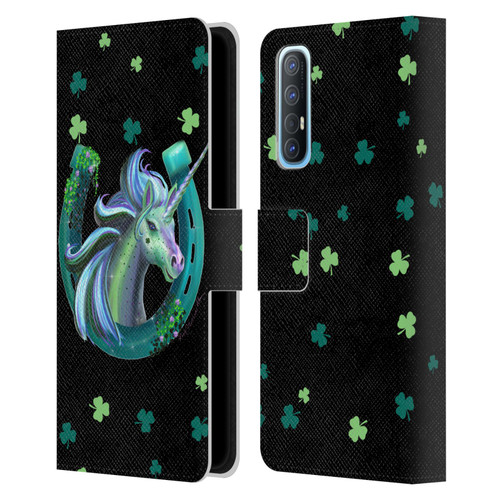 Rose Khan Unicorn Horseshoe Green Shamrock Leather Book Wallet Case Cover For OPPO Find X2 Neo 5G