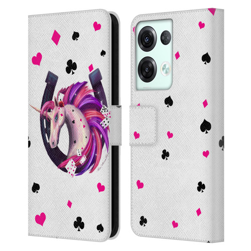 Rose Khan Unicorn Horseshoe Pink And Purple Leather Book Wallet Case Cover For OPPO Reno8 Pro