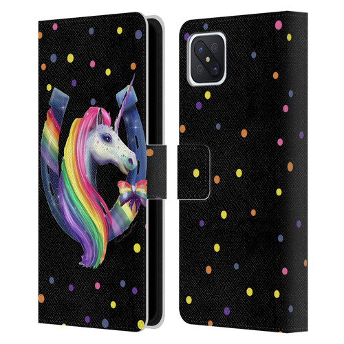 Rose Khan Unicorn Horseshoe Rainbow Leather Book Wallet Case Cover For OPPO Reno4 Z 5G