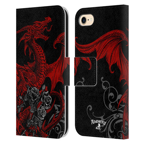 Alchemy Gothic Dragon Draco Rosa Leather Book Wallet Case Cover For Apple iPhone 7 / 8 / SE 2020 & 2022