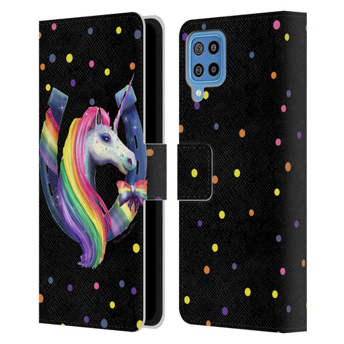 Rose Khan Unicorn Horseshoe Rainbow Leather Book Wallet Case Cover For Samsung Galaxy F22 (2021)