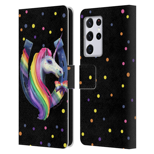 Rose Khan Unicorn Horseshoe Rainbow Leather Book Wallet Case Cover For Samsung Galaxy S21 Ultra 5G