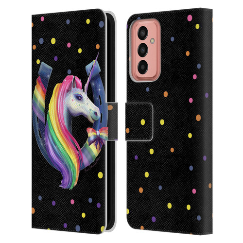 Rose Khan Unicorn Horseshoe Rainbow Leather Book Wallet Case Cover For Samsung Galaxy M13 (2022)