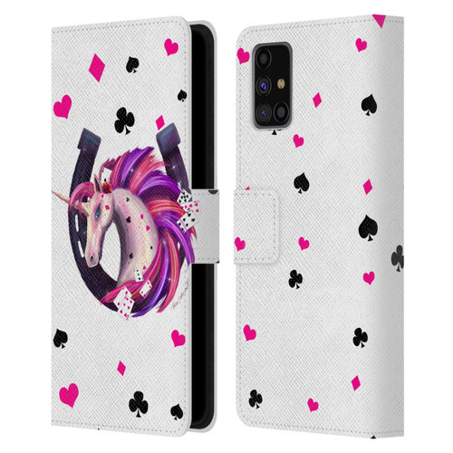Rose Khan Unicorn Horseshoe Pink And Purple Leather Book Wallet Case Cover For Samsung Galaxy M31s (2020)
