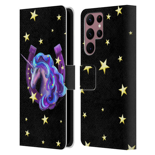 Rose Khan Unicorn Horseshoe Stars Leather Book Wallet Case Cover For Samsung Galaxy S22 Ultra 5G