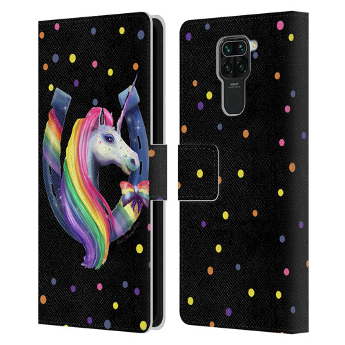 Rose Khan Unicorn Horseshoe Rainbow Leather Book Wallet Case Cover For Xiaomi Redmi Note 9 / Redmi 10X 4G