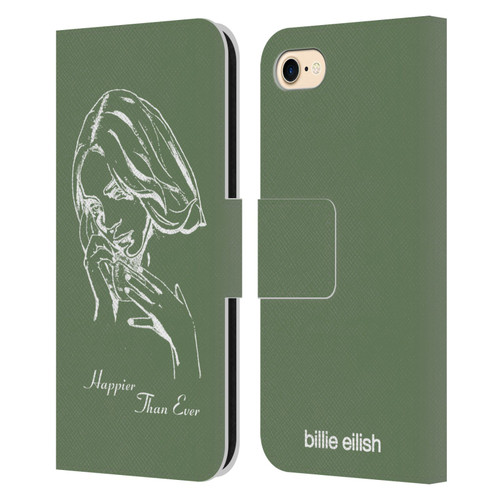 Billie Eilish Happier Than Ever Album Stencil Green Leather Book Wallet Case Cover For Apple iPhone 7 / 8 / SE 2020 & 2022