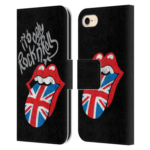 The Rolling Stones Albums Only Rock And Roll Distressed Leather Book Wallet Case Cover For Apple iPhone 7 / 8 / SE 2020 & 2022