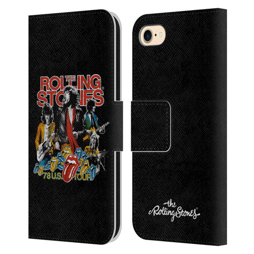 The Rolling Stones Key Art 78 Us Tour Vintage Leather Book Wallet Case Cover For Apple iPhone 7 / 8 / SE 2020 & 2022