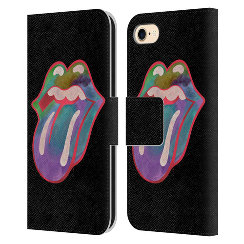 The Rolling Stones Graphics Watercolour Tongue Leather Book Wallet Case Cover For Apple iPhone 7 / 8 / SE 2020 & 2022