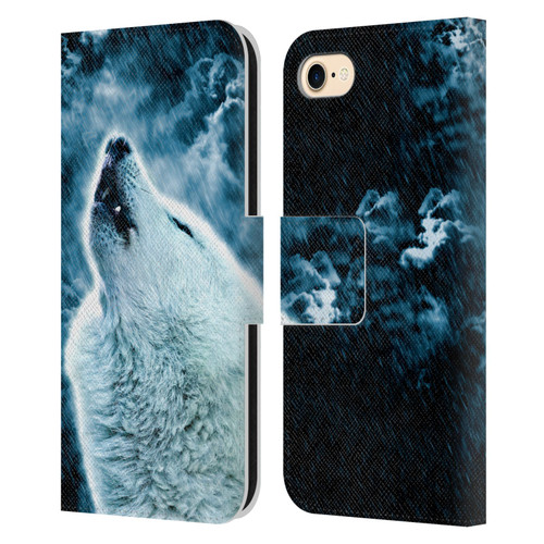 Simone Gatterwe Animals 2 Howling Wolf Leather Book Wallet Case Cover For Apple iPhone 7 / 8 / SE 2020 & 2022