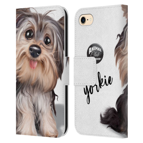 Animal Club International Faces Yorkie Leather Book Wallet Case Cover For Apple iPhone 7 / 8 / SE 2020 & 2022