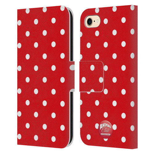 Animal Club International Patterns Polka Dots Red Leather Book Wallet Case Cover For Apple iPhone 7 / 8 / SE 2020 & 2022