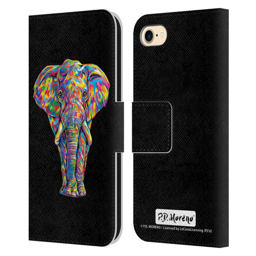 P.D. Moreno Animals Elephant Leather Book Wallet Case Cover For Apple iPhone 7 / 8 / SE 2020 & 2022