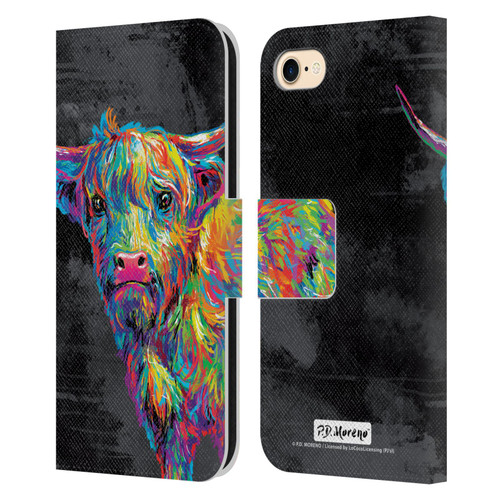 P.D. Moreno Animals II Reuben The Highland Cow Leather Book Wallet Case Cover For Apple iPhone 7 / 8 / SE 2020 & 2022
