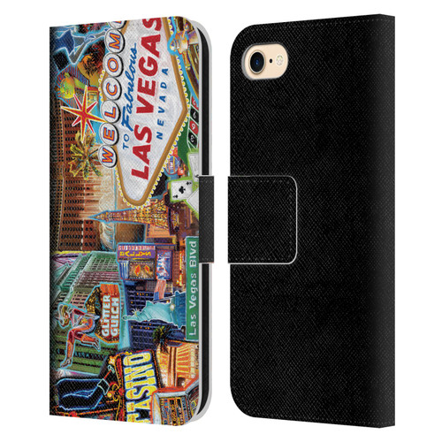 P.D. Moreno Cities Las Vegas 1 Leather Book Wallet Case Cover For Apple iPhone 7 / 8 / SE 2020 & 2022