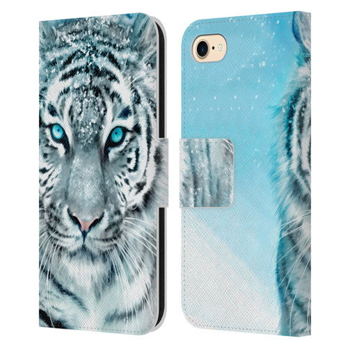 Aimee Stewart Animals White Tiger Leather Book Wallet Case Cover For Apple iPhone 7 / 8 / SE 2020 & 2022