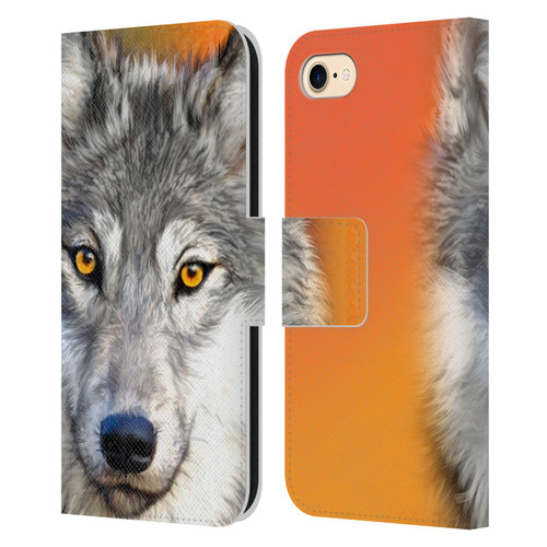 Aimee Stewart Animals Autumn Wolf Leather Book Wallet Case Cover For Apple iPhone 7 / 8 / SE 2020 & 2022