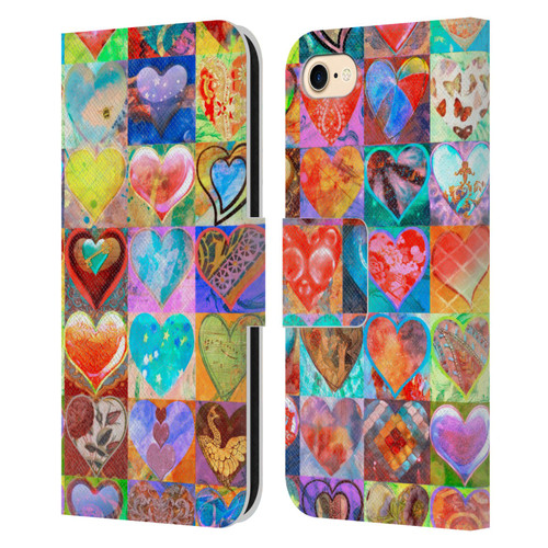 Aimee Stewart Colourful Sweets Hearts Grid Leather Book Wallet Case Cover For Apple iPhone 7 / 8 / SE 2020 & 2022