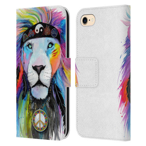 Pixie Cold Cats Hippy Lion Leather Book Wallet Case Cover For Apple iPhone 7 / 8 / SE 2020 & 2022