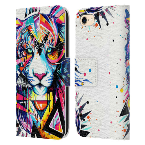 Pixie Cold Cats Shattered Tiger Leather Book Wallet Case Cover For Apple iPhone 7 / 8 / SE 2020 & 2022