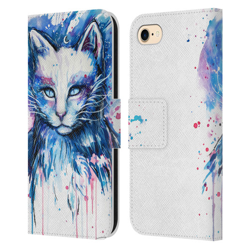 Pixie Cold Cats Space Leather Book Wallet Case Cover For Apple iPhone 7 / 8 / SE 2020 & 2022