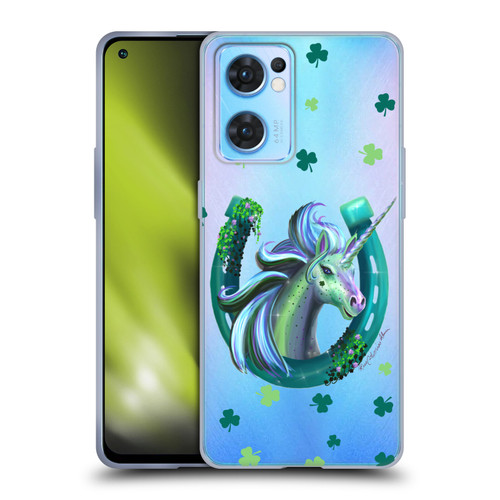 Rose Khan Unicorn Horseshoe Green Shamrock Soft Gel Case for OPPO Reno7 5G / Find X5 Lite