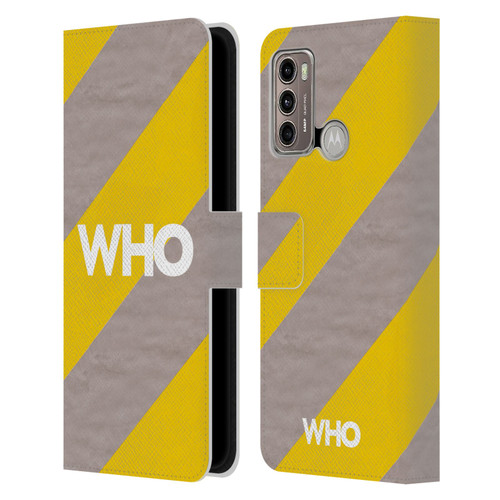 The Who 2019 Album Yellow Diagonal Stripes Leather Book Wallet Case Cover For Motorola Moto G60 / Moto G40 Fusion