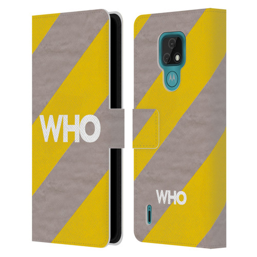 The Who 2019 Album Yellow Diagonal Stripes Leather Book Wallet Case Cover For Motorola Moto E7