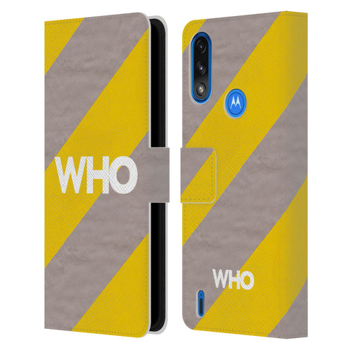 The Who 2019 Album Yellow Diagonal Stripes Leather Book Wallet Case Cover For Motorola Moto E7 Power / Moto E7i Power