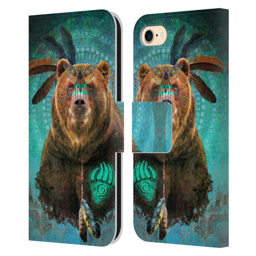 Jena DellaGrottaglia Animals Bear Leather Book Wallet Case Cover For Apple iPhone 7 / 8 / SE 2020 & 2022