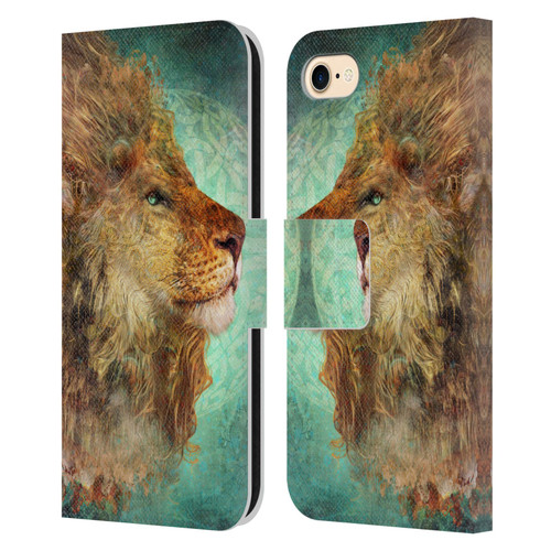 Jena DellaGrottaglia Animals Lion Leather Book Wallet Case Cover For Apple iPhone 7 / 8 / SE 2020 & 2022